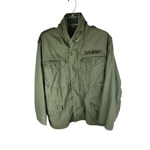 Vintage US ARMY M-65 Cold Weather Hooded Field Jacket Green Chest 40 Inch